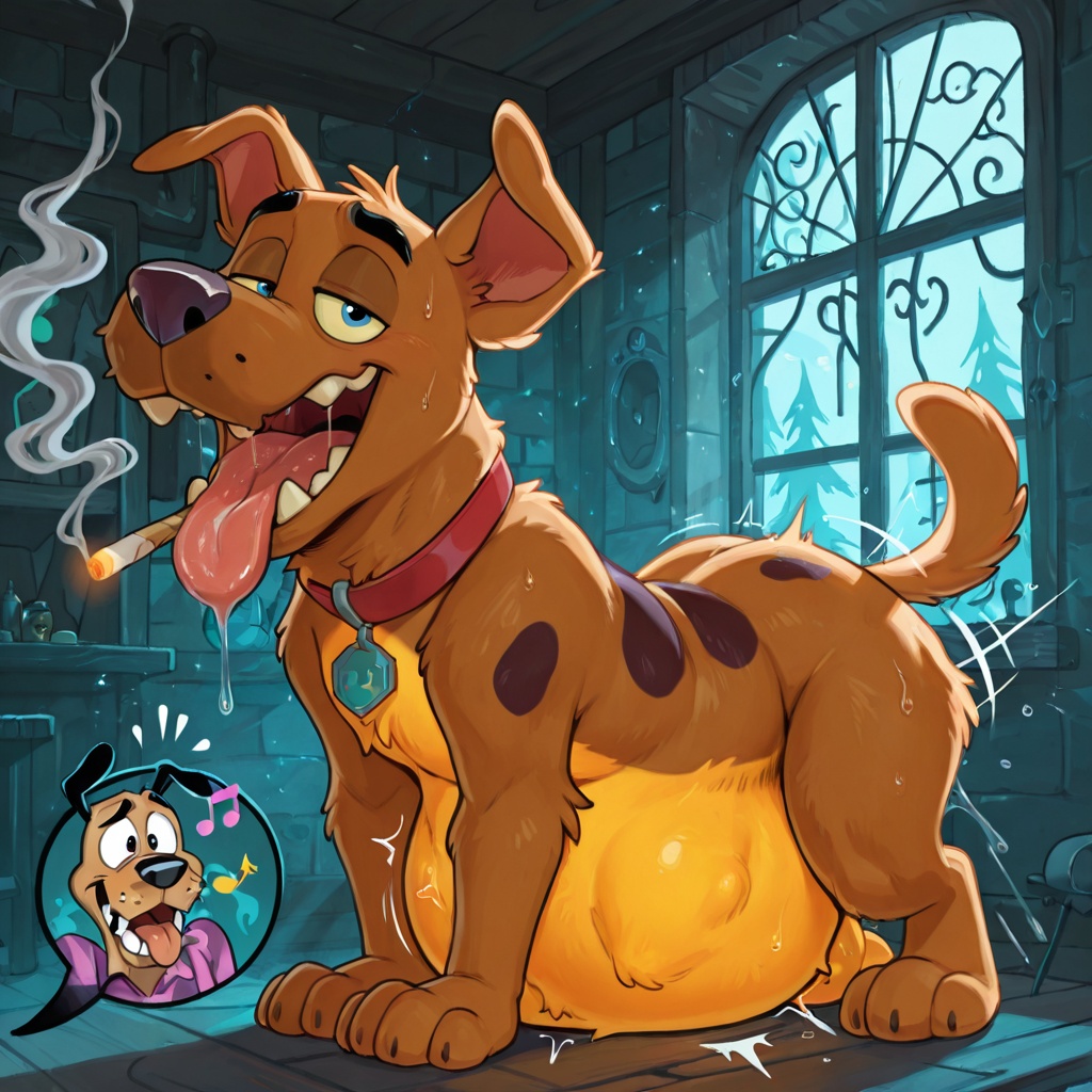 Courage the Cowardly Dog in Rainbow Vore Scene