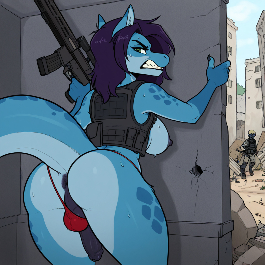 Dinosaur Warrior in Ruined Bunker