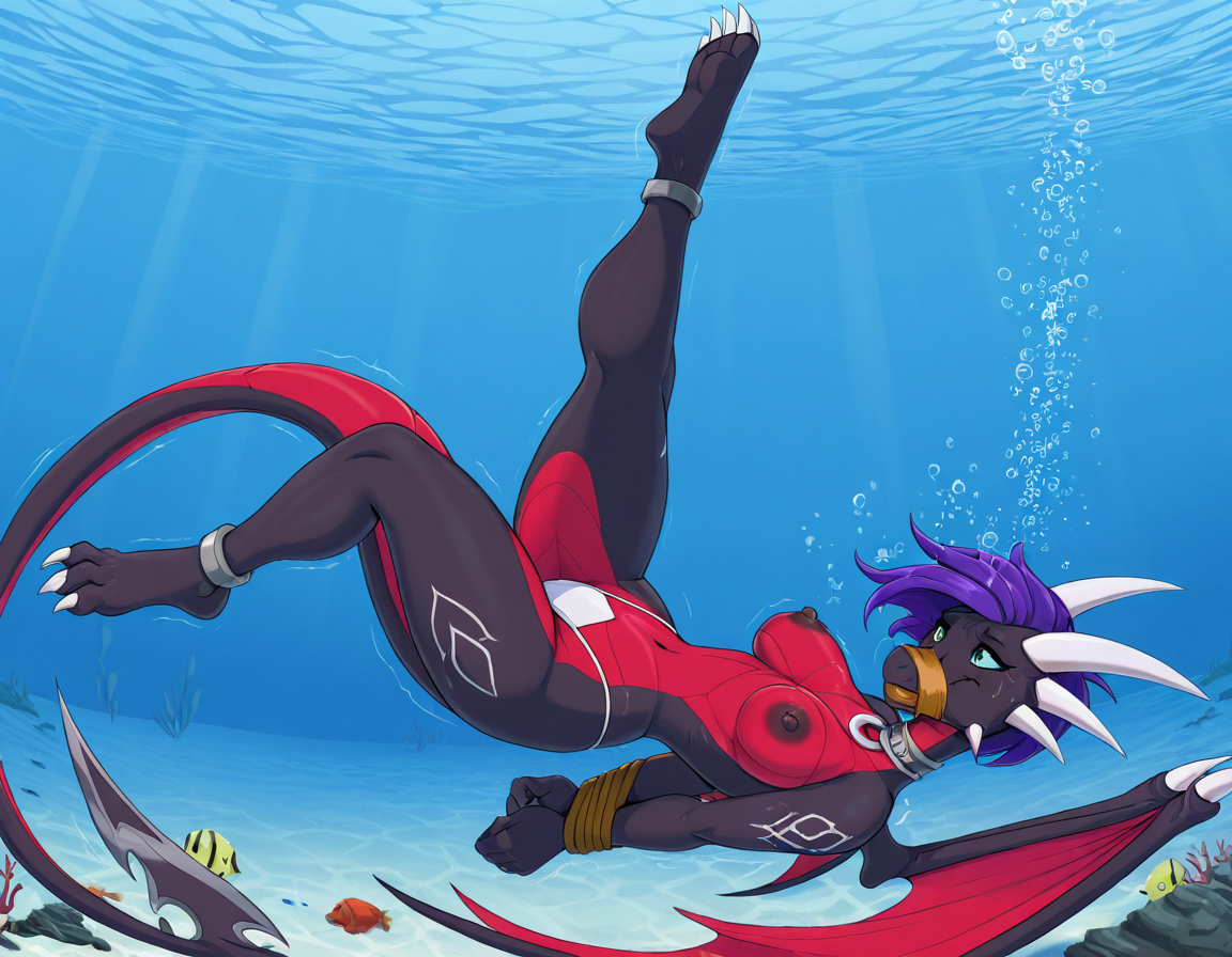 Cynder the Dragoness Trapped Underwater