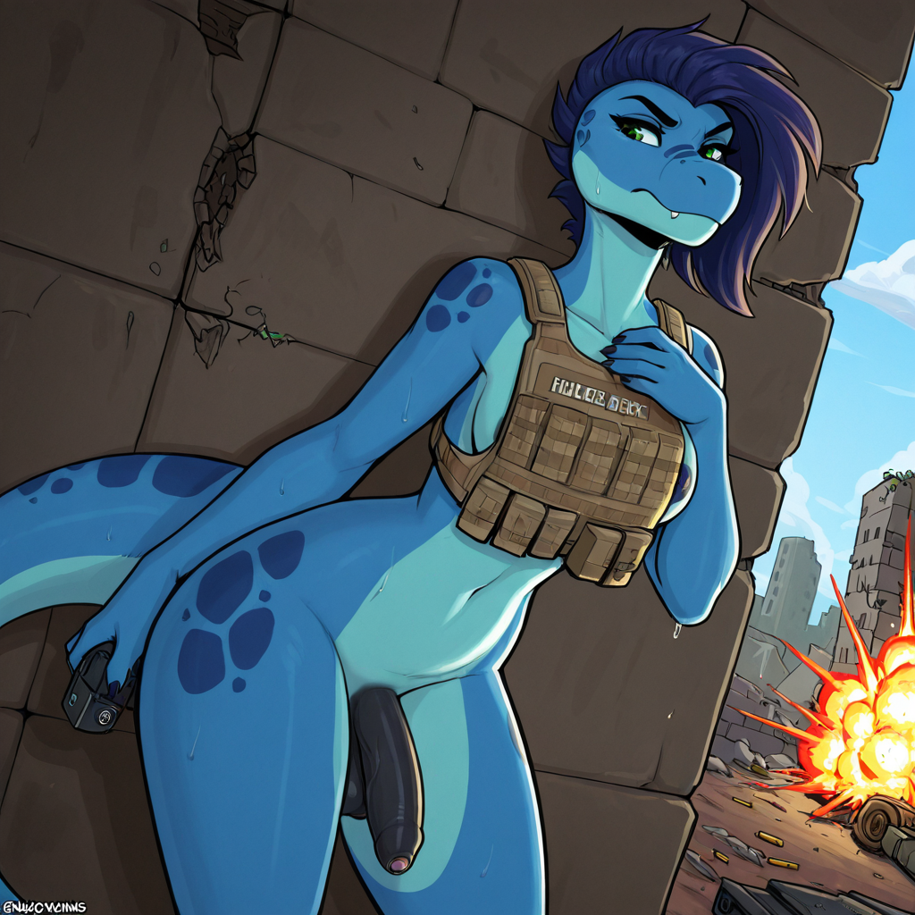 Velociraptor Warrior in Ruined Bunker Tetran Runawaydanish Dinosaur Raptor