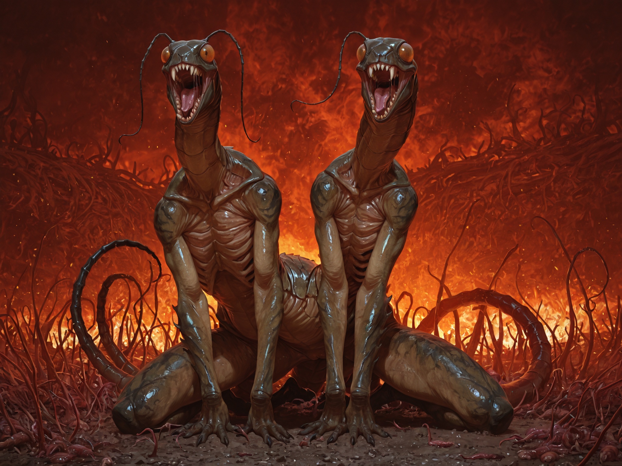 Ghastly Insectoid Monster in Hellish Landscape