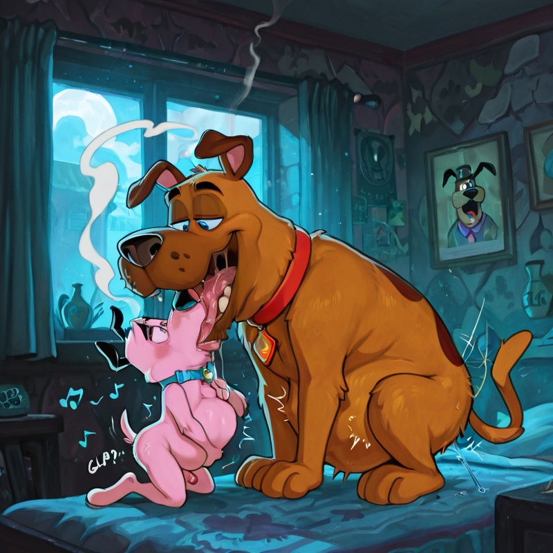 Courage the Cowardly Dog in Rainbow Colored Vore Orgy