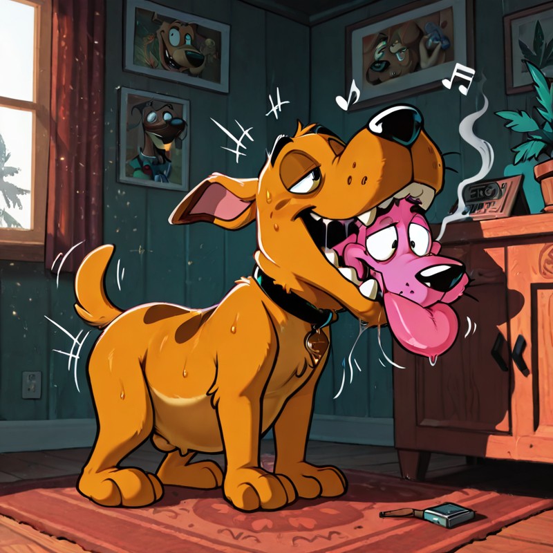 Courage the Cowardly Dog Stoner Smoking Weed
