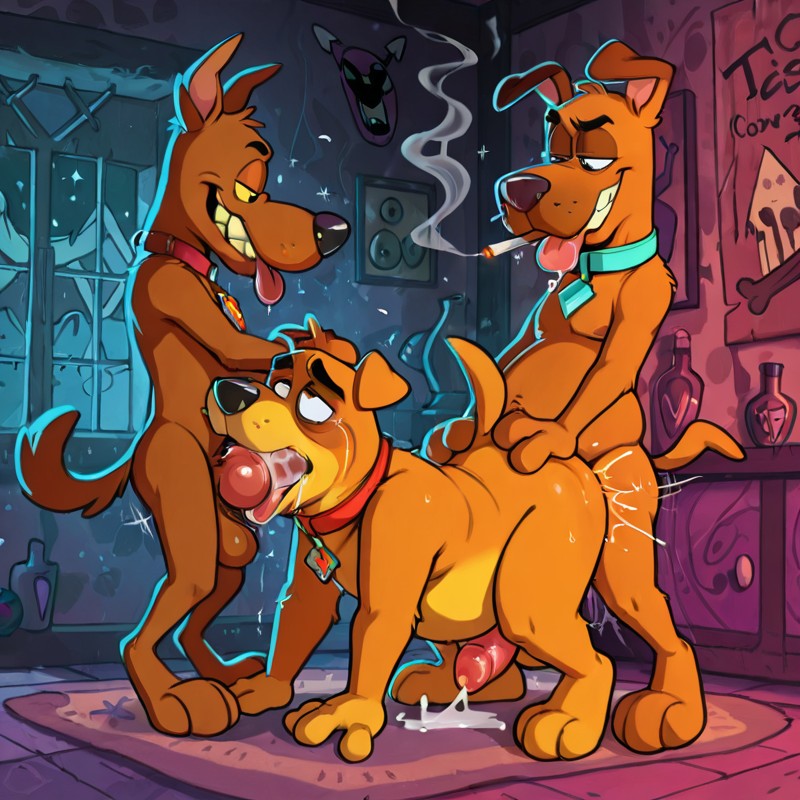 Anthro Canine Couple Intimate Embrace