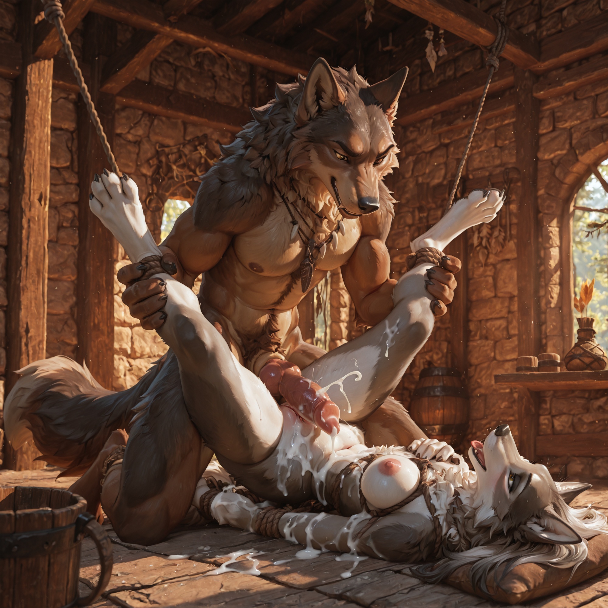 Alpha Wolf and Mate in Tribal Bondage
